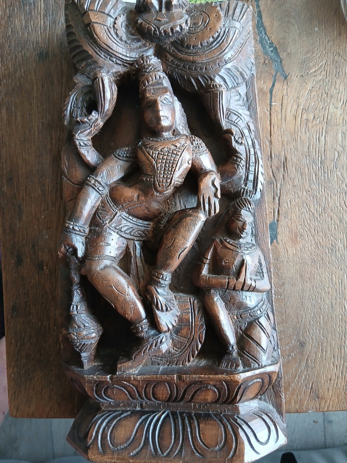 Gedetailleerd Houten Beeld van Hindoeïstische Godheid, Antiek en Kunst, Kunst | Beelden en Houtsnijwerken, Beeld, Hout, Religie