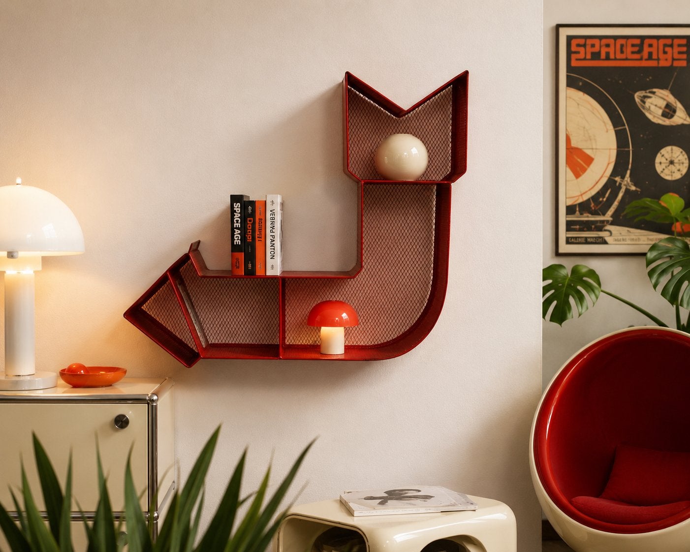 Design Red Arrow wandrek Vintage metalen wandrek Space Age, Huis en Inrichting, Ophalen of Verzenden, Gebruikt