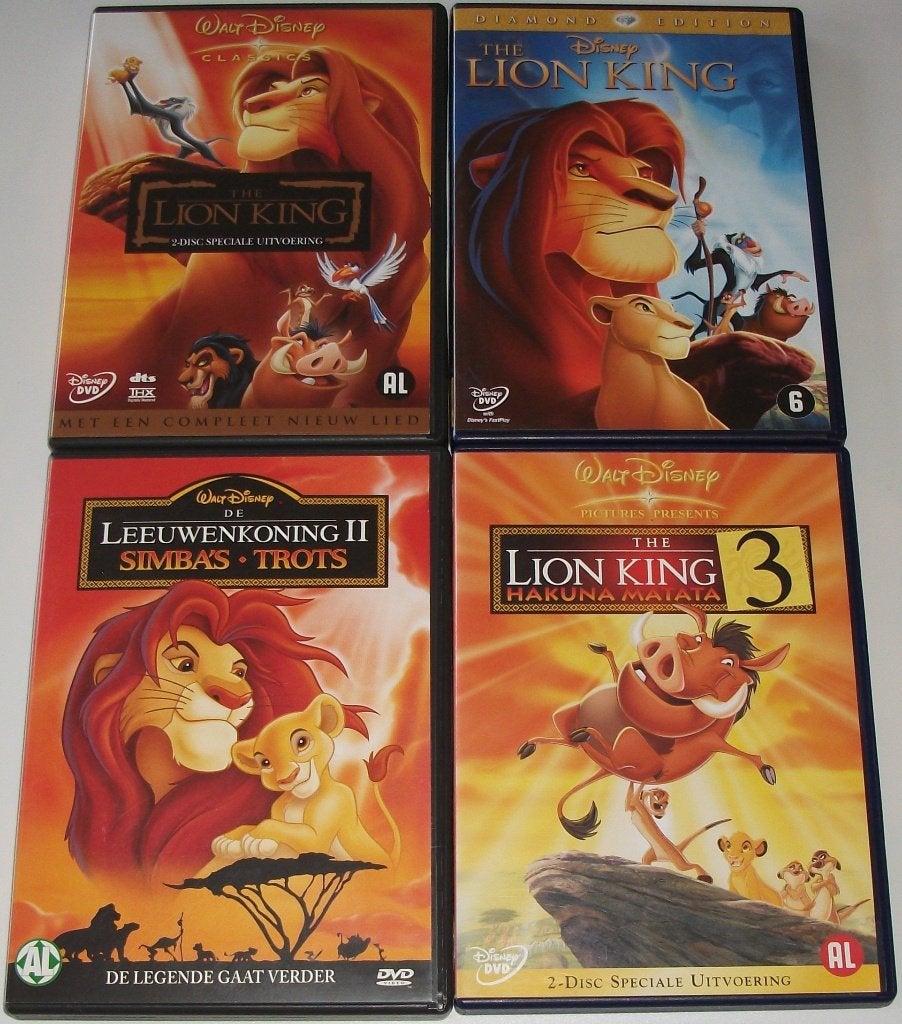 Dvd *** LION KING *** Walt Disney Complete Trilogie, Cd's en Dvd's, Dvd's | Tekenfilms en Animatie, Zo goed als nieuw, Amerikaans