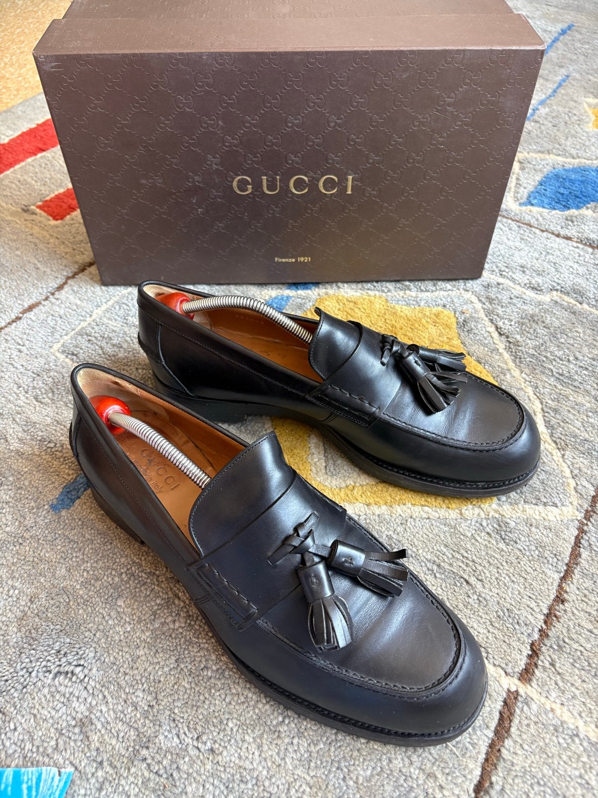 GUCCI Loafers zwart met kwastjes - Maat 10 (EU 45), Zwart, Gedragen, Loafers, Ophalen