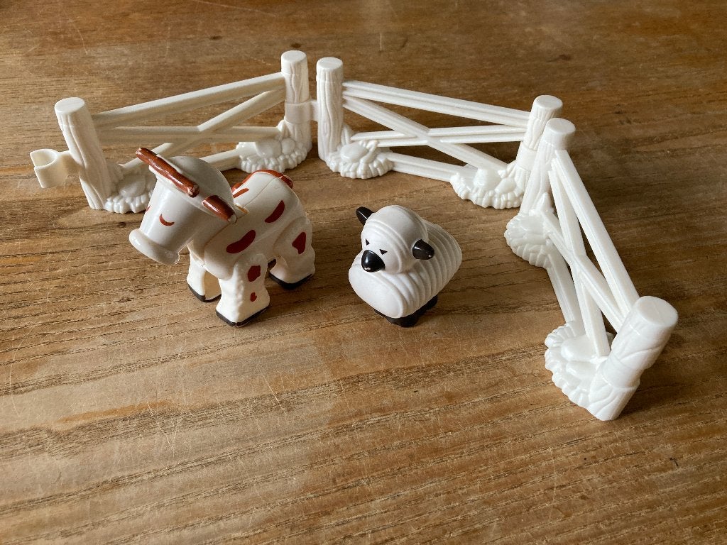 Vintage Fisher Price koe schaap hekjes, Kinderen en Baby's, Ophalen of Verzenden, Gebruikt, Speelset
