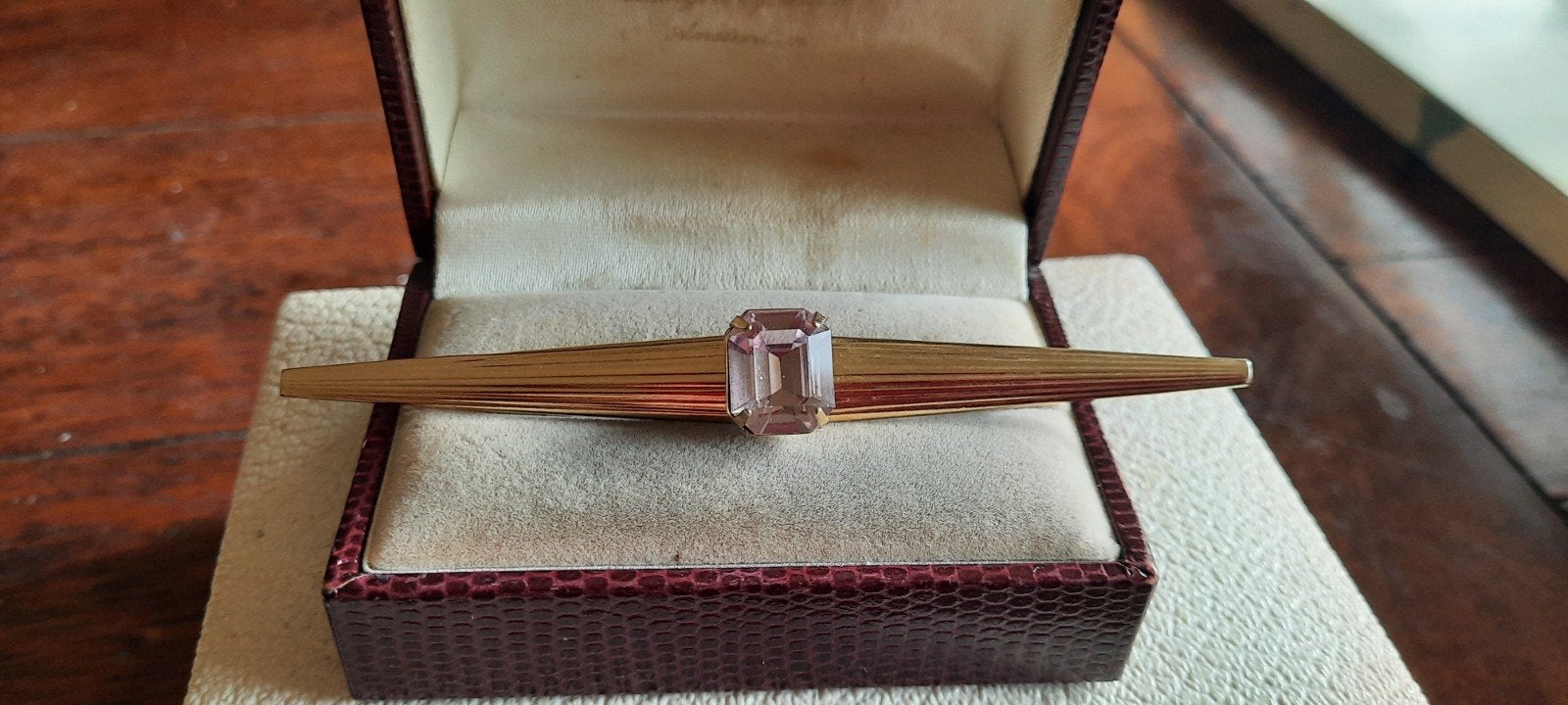 Vintage modernistische broche met Swarovski kristal, Ophalen of Verzenden, Overige materialen, Broche, Met edelsteen