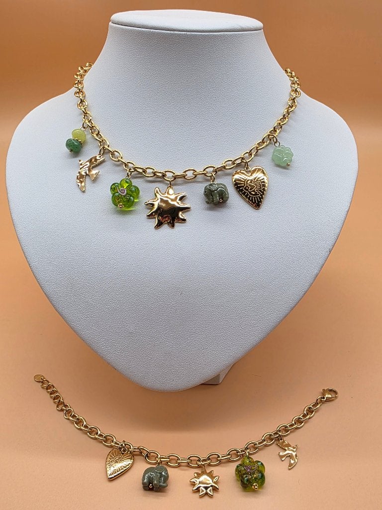 Bohm Paris statement ketting en armband., Sieraden, Tassen en Uiterlijk, Kettingen, Overige materialen, Nieuw, Ophalen of Verzenden