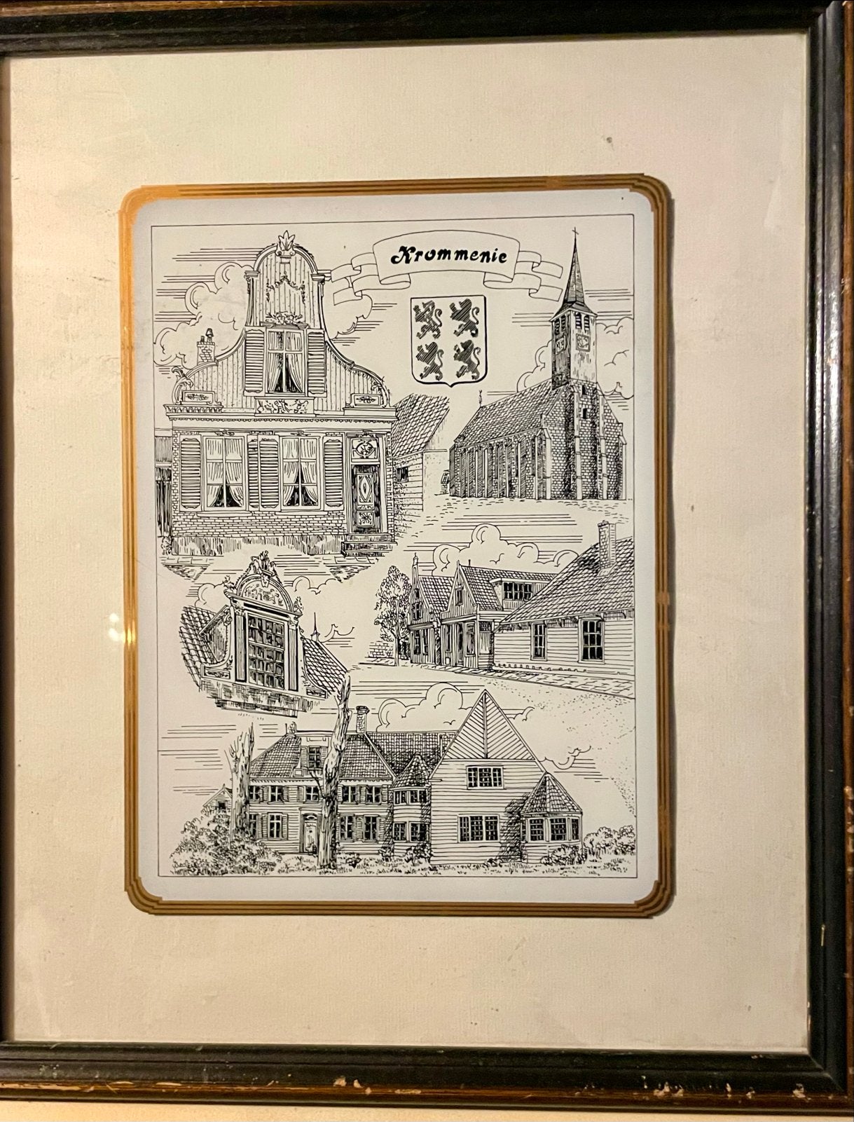Ingelijste tekening van Krommenie, Antiek en Kunst, Ophalen of Verzenden