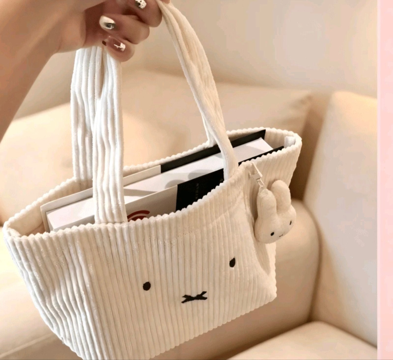 Nijntje Ribstof Shopper – Schattige Schoudertas met Hanger, Ophalen of Verzenden