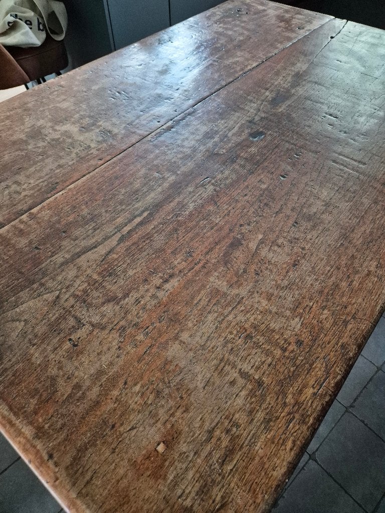 Antieke kastanje houten tafel, Ophalen, Gebruikt, 100 tot 150 cm, 50 tot 100 cm