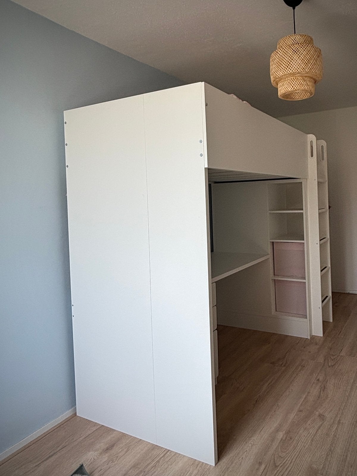 Ikea Hoogslaper met bureau en kast - Wit, Ophalen, Eenpersoons, Zo goed als nieuw, 200 cm