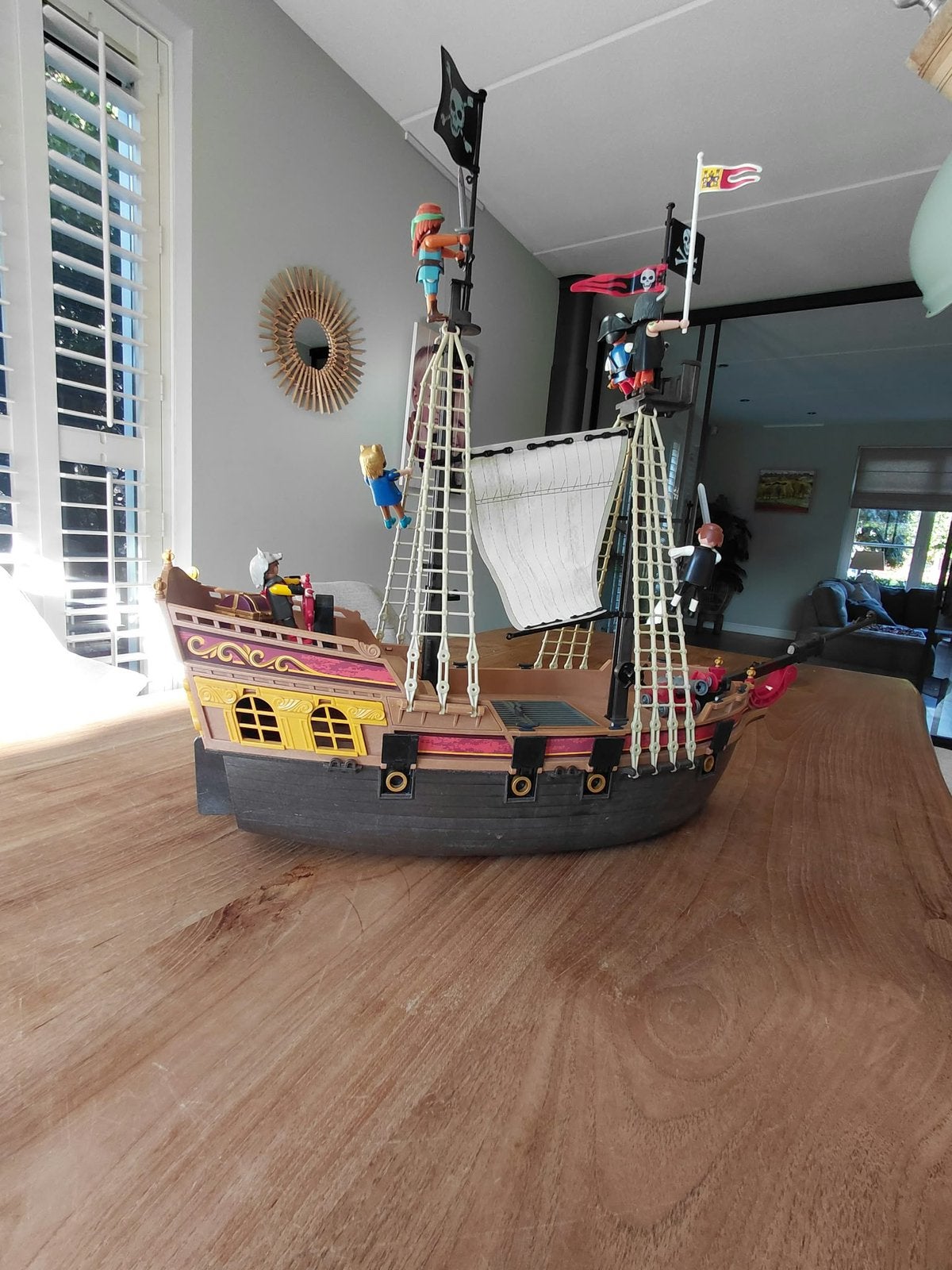 Groot Playmobil piratenschip met piraten en accessoires, Ophalen, Gebruikt, Complete set