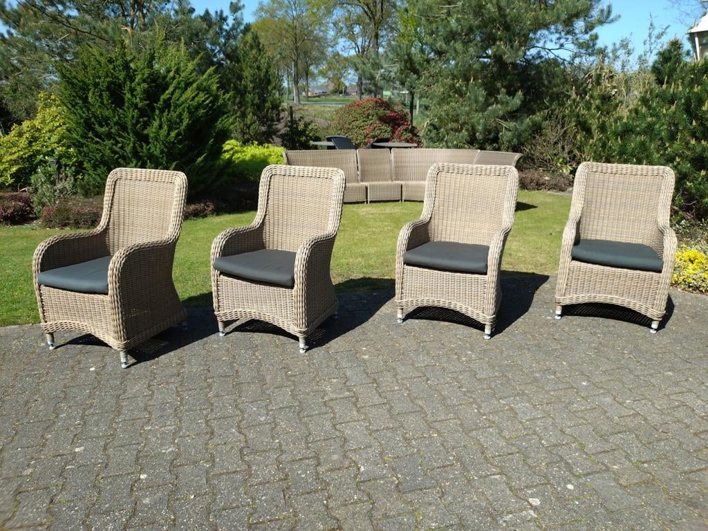 Set van 4 mooie ruime landelijke tuinstoelen. Grand Garden, Ophalen, Gebruikt, Kunststof