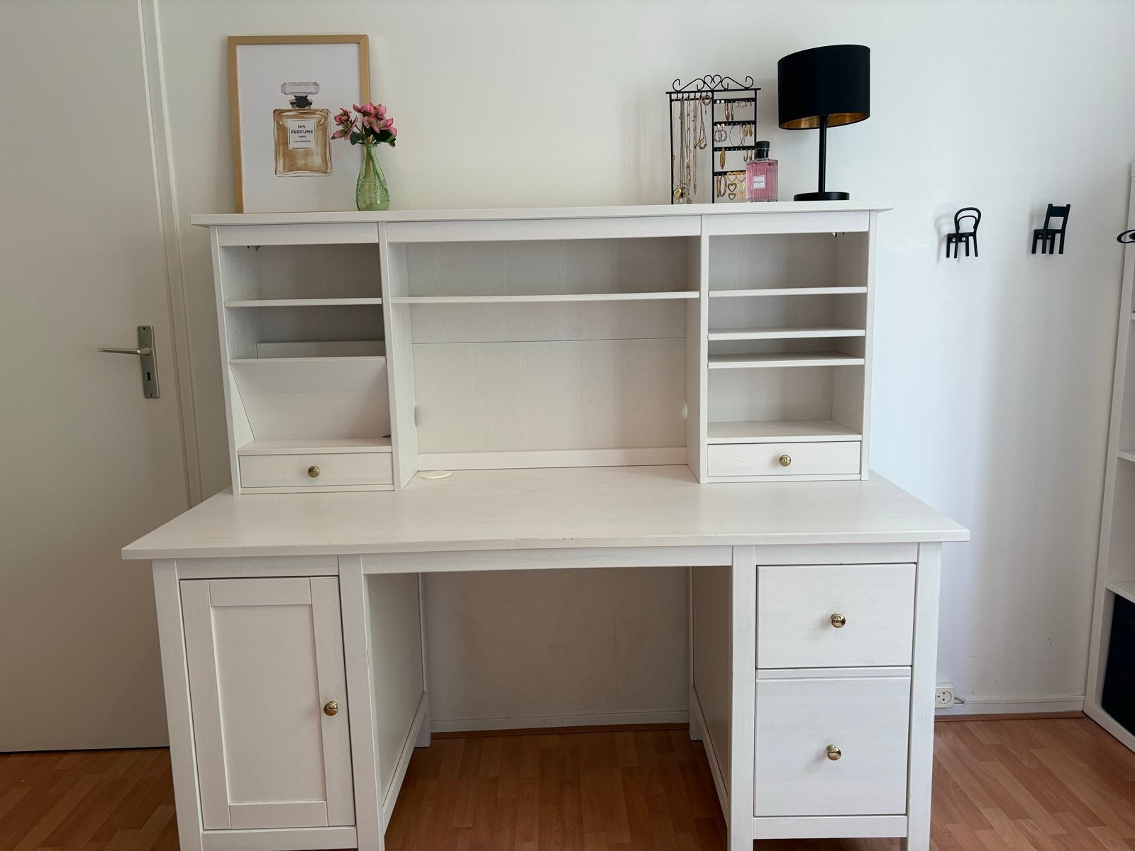 IKEA Hemnes bureau wit met opbouwdeel, Ophalen, Opbergruimte, Gebruikt, 155 cm
