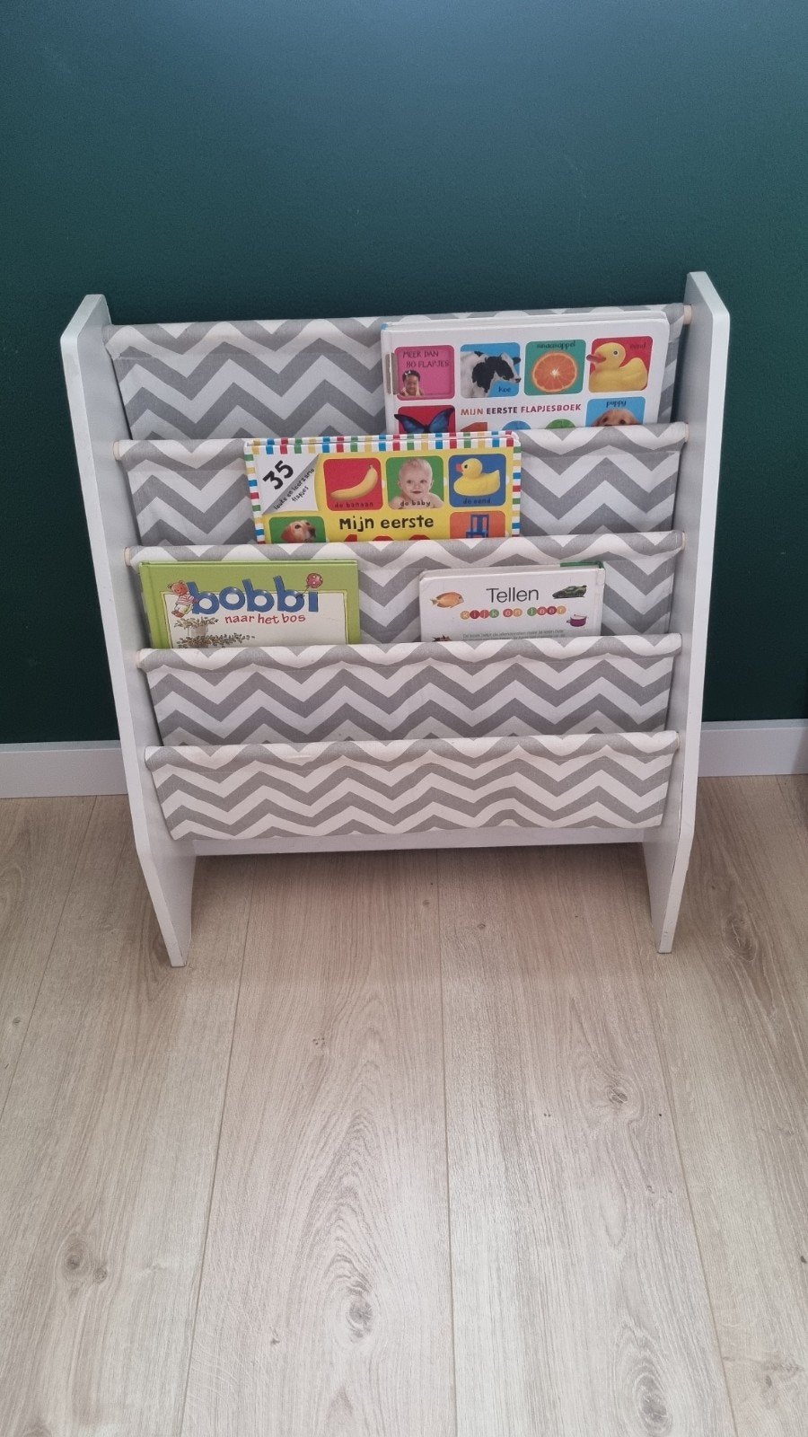 Boekenkastje kinderen, wit, katoenen zakjes, Ophalen, 50 tot 100 cm, Zo goed als nieuw, Minder dan 100 cm