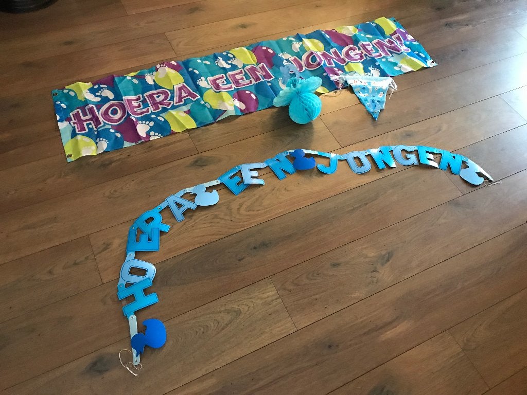 Geboorte versiering jongen Hoera een jongen, Ophalen, Zo goed als nieuw, Versiering, Geboorte of Huwelijk