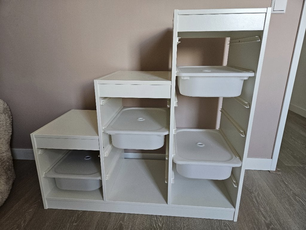 IKEA TROFAST opbergkast – trapvorm – wit – 4 bakken – zgan, Ophalen, Zo goed als nieuw