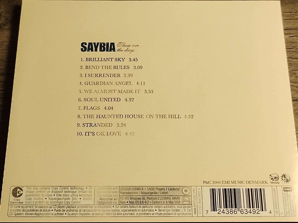 Saybia ‎– These Are The Days, Cd's en Dvd's, Ophalen of Verzenden, Zo goed als nieuw, Poprock
