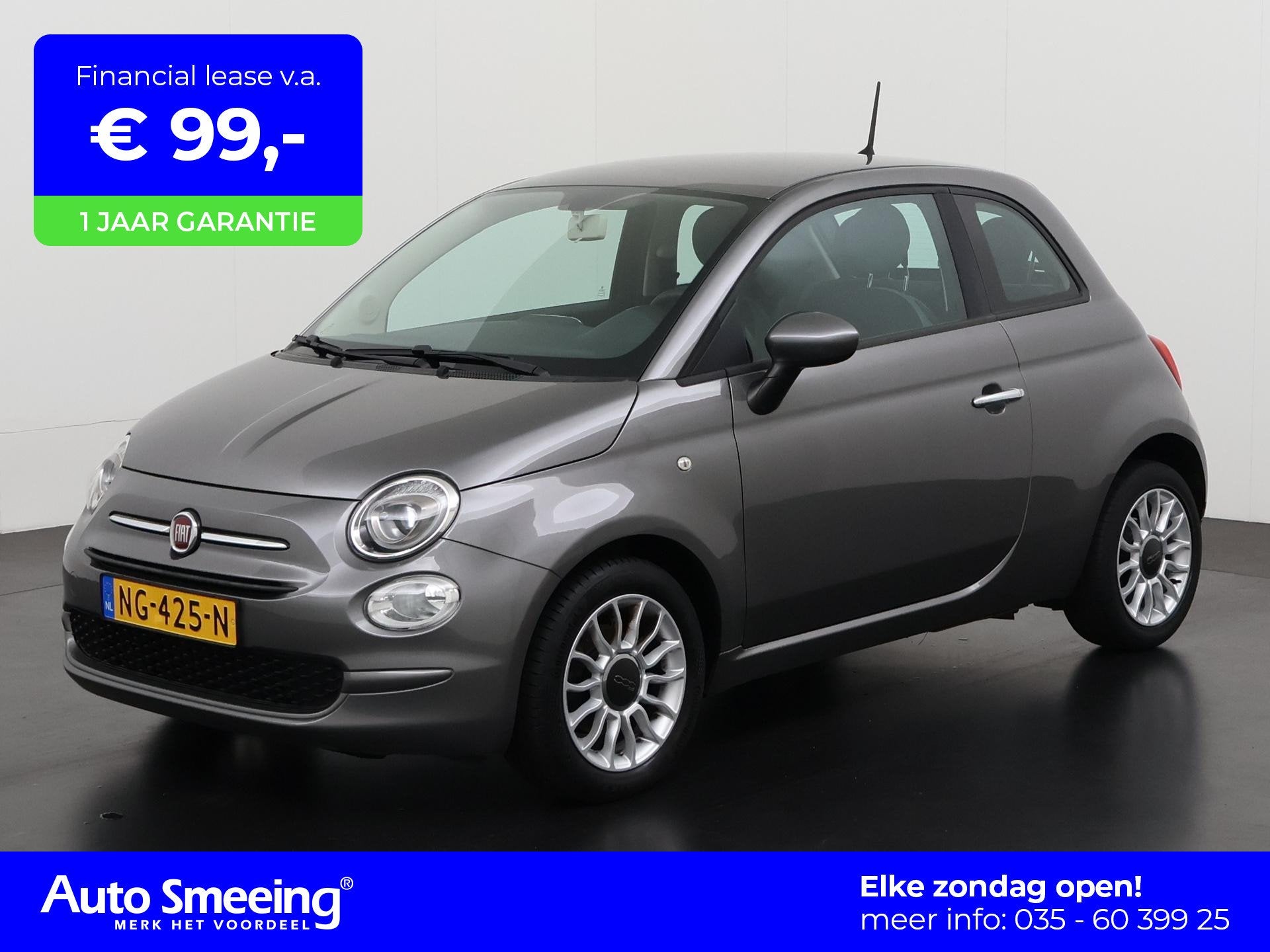 Fiat 500 0.9 TwinAir Turbo Popstar | Airco | Lichtmetalen Ve, 12 maanden, Stof, Gebruikt, 905 kg