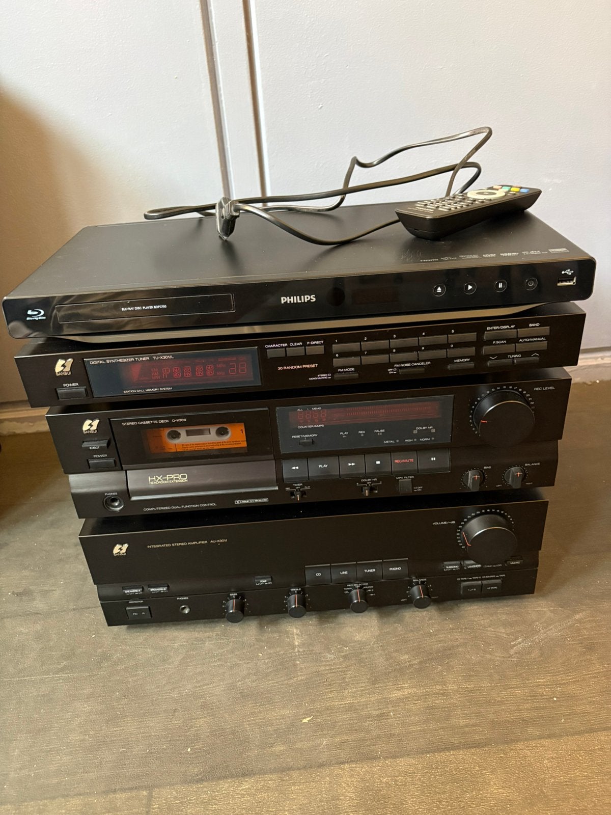 Sansui stereotoren/stereoset + Philips blu-ray speler, Ophalen, Gebruikt, Cassettedeck, Philips