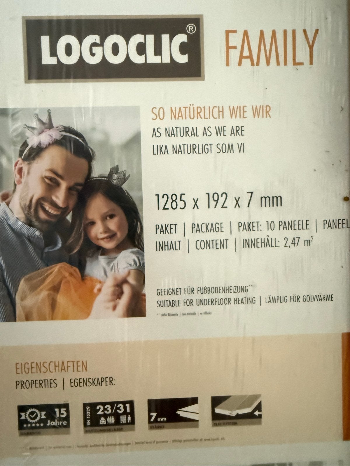 Logoclic Family Laminaat - 2.47 m² per pak, Ophalen, 50 tot 150 cm, Nieuw, 10 m² of meer