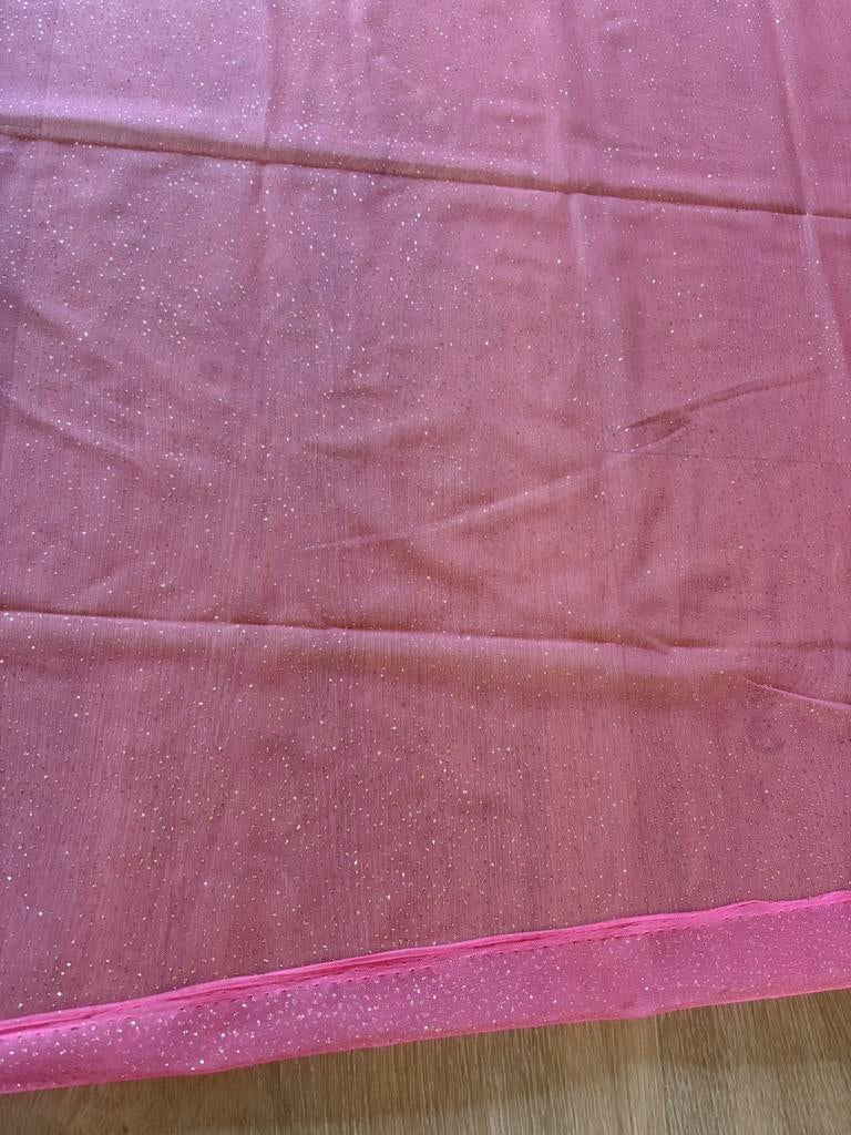 Roze glitter stof tule, Hobby en Vrije tijd, Stoffen en Lappen, 120 cm of meer, 200 cm of meer, Ophalen of Verzenden, Zo goed als nieuw