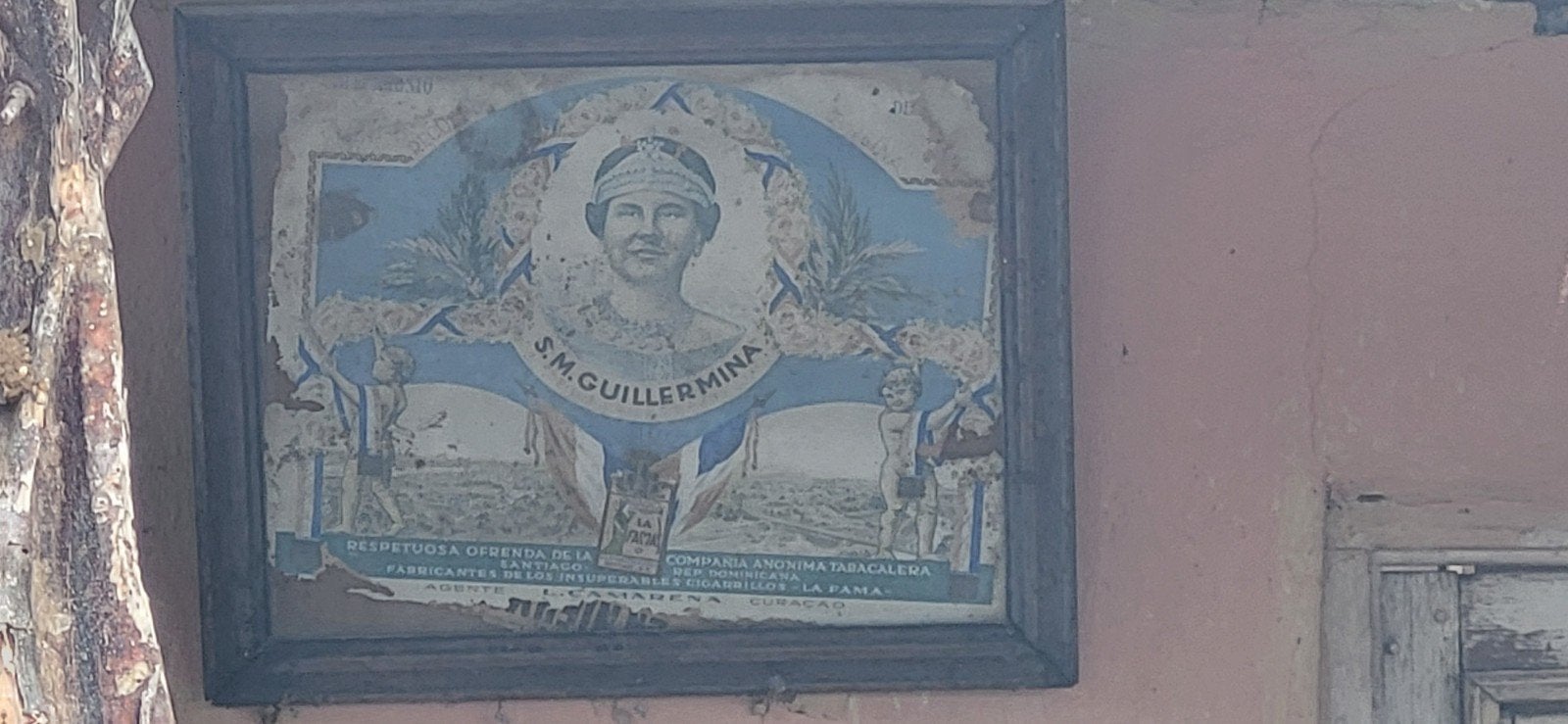 Vintage S.M. Guillermina sigarenreclame in lijst, Verzenden