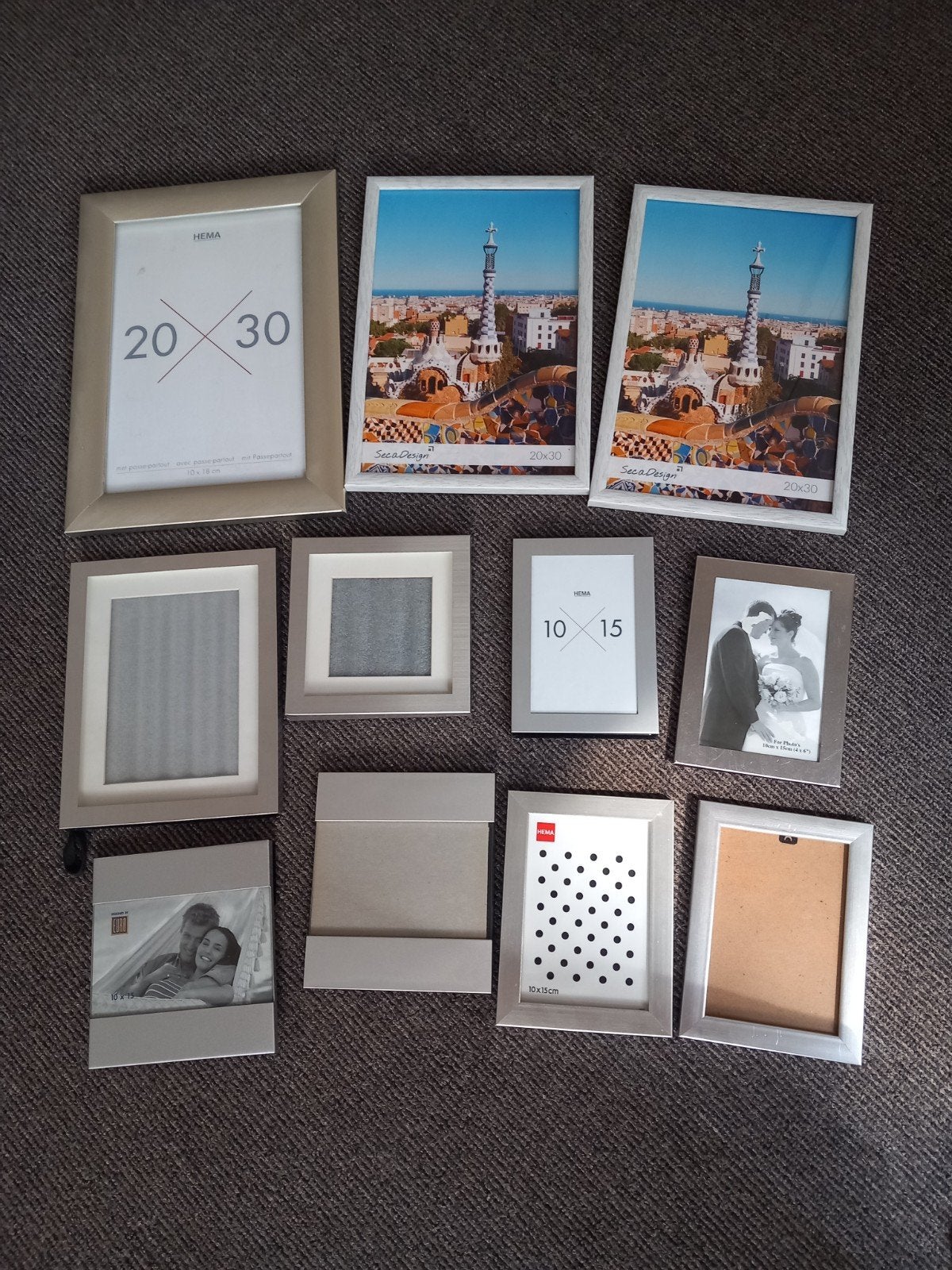 Diverse fotolijsten - 11 stuks! - Zilver en grijs, Ophalen, Zo goed als nieuw