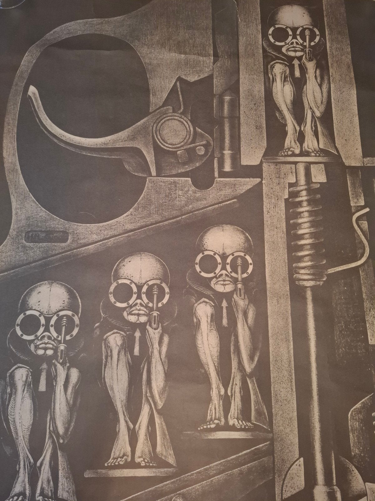 H.R. Giger, Gebärmaschine, 1969, Zürich, Poster, Zeefdruk, 63 cm, 1950 - 1999, Mythologie, Ophalen of Verzenden