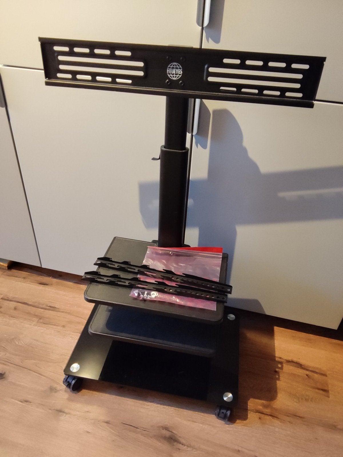 Verrijdbaar tv tafel met 3 plateaus voor apparatuur zgan, Audio, Tv en Foto, Ophalen of Verzenden, Zo goed als nieuw