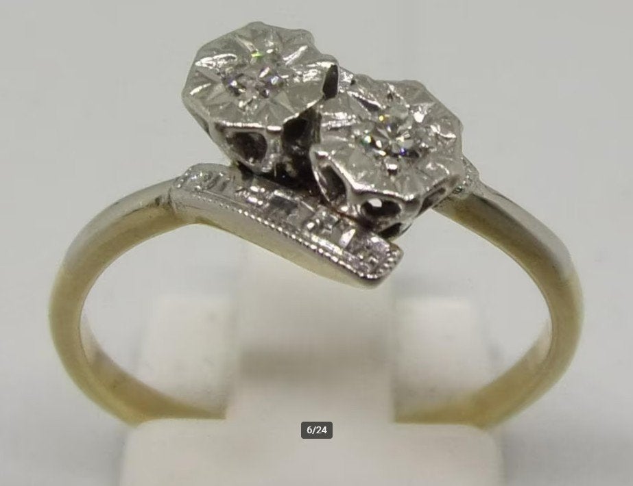 Antieke Art Deco ring met Diamant, goud & platina, 1920, Verzenden, Goud, Ring, Met edelsteen