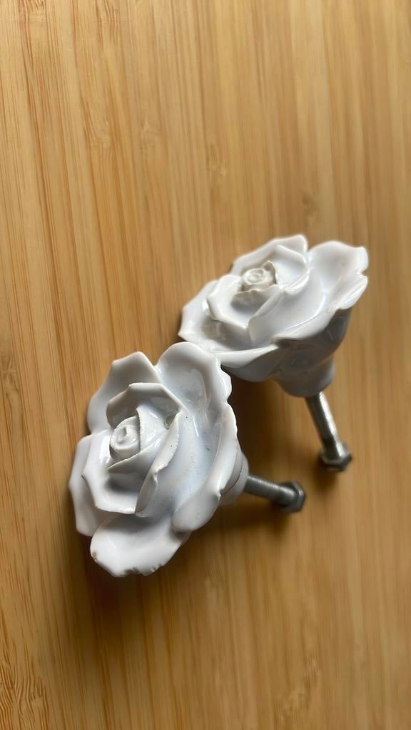 Knop voor kast, witte deurknop roos, Ophalen, Gebruikt, Overige typen