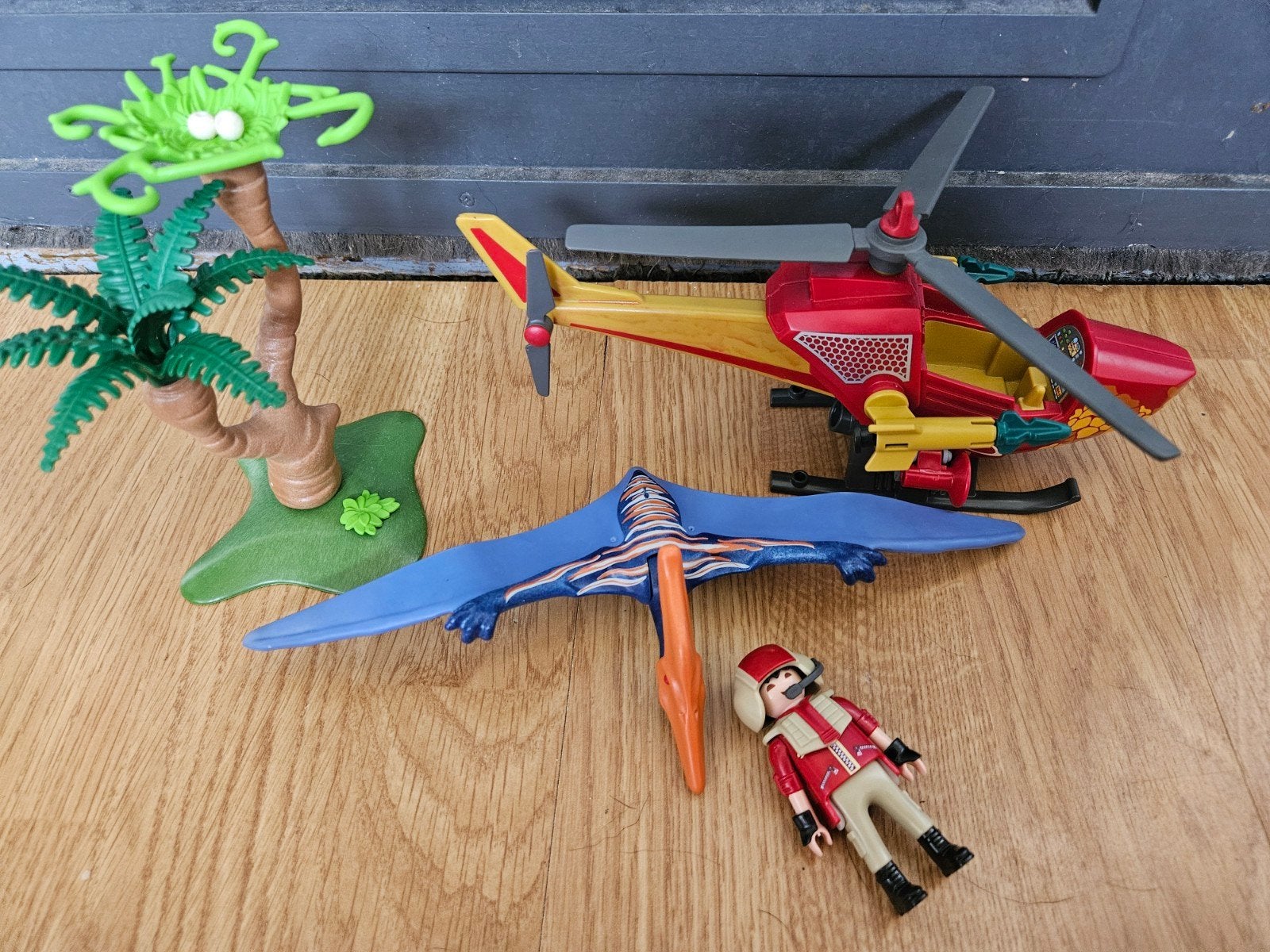 Playmobil Dinosaurus met Helikopter en Kanon, Ophalen of Verzenden, Gebruikt, Complete set