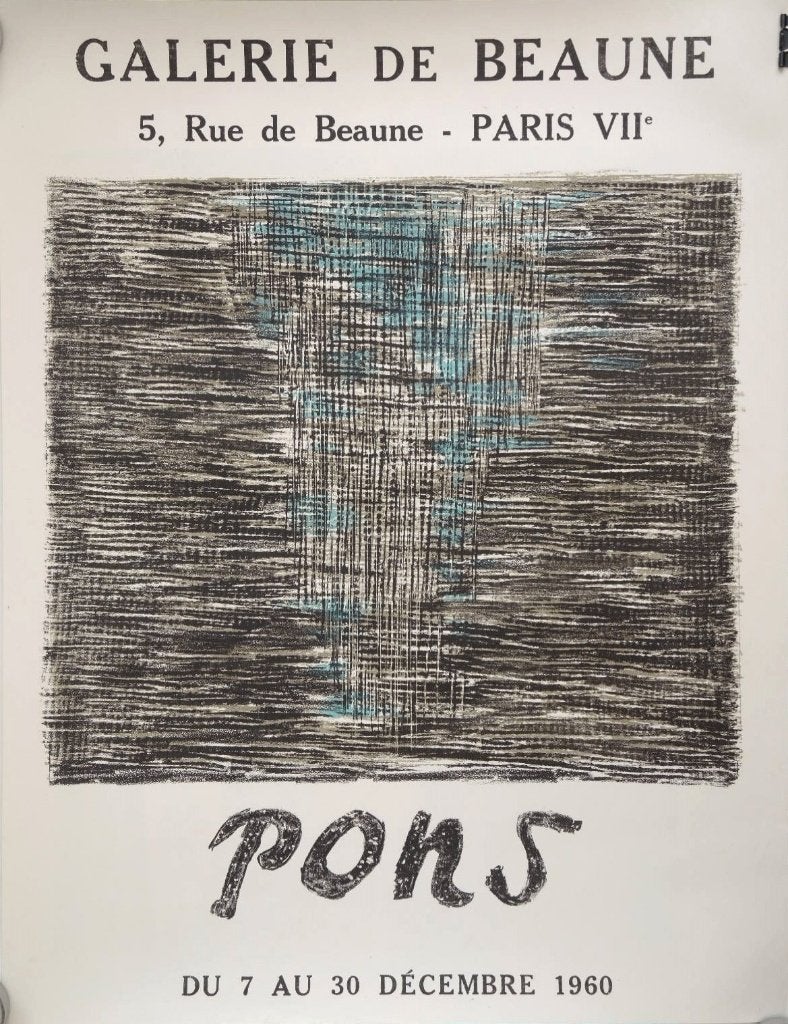 Louis Pons tentoonstellingsposter "Galerie de Beaune", 1960, Antiek en Kunst, Kunst | Litho's en Zeefdrukken, Ophalen, Abstract