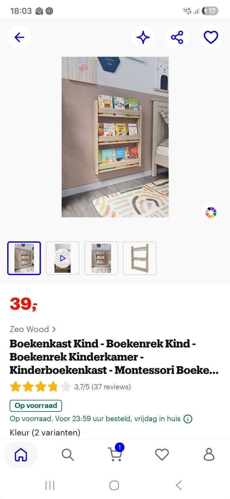 Zeo Wood Kinderboekenrek - Montessori Boekenkast, Met plank(en), 100 tot 150 cm, Eikenhout, Nieuw