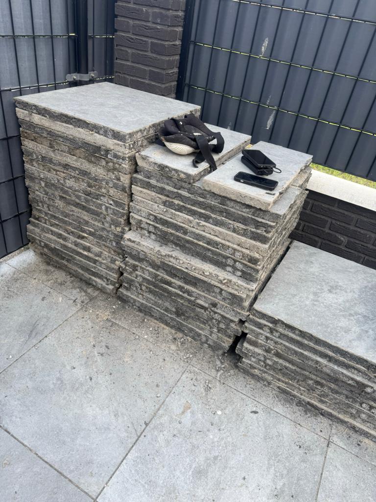 15m2 Keramiek op Beton Tegels 60x60x4 cm Slate Design Grey, Tuin en Terras, Tegels en Klinkers, Ophalen, Gebruikt, Keramiek, 10 m² of meer