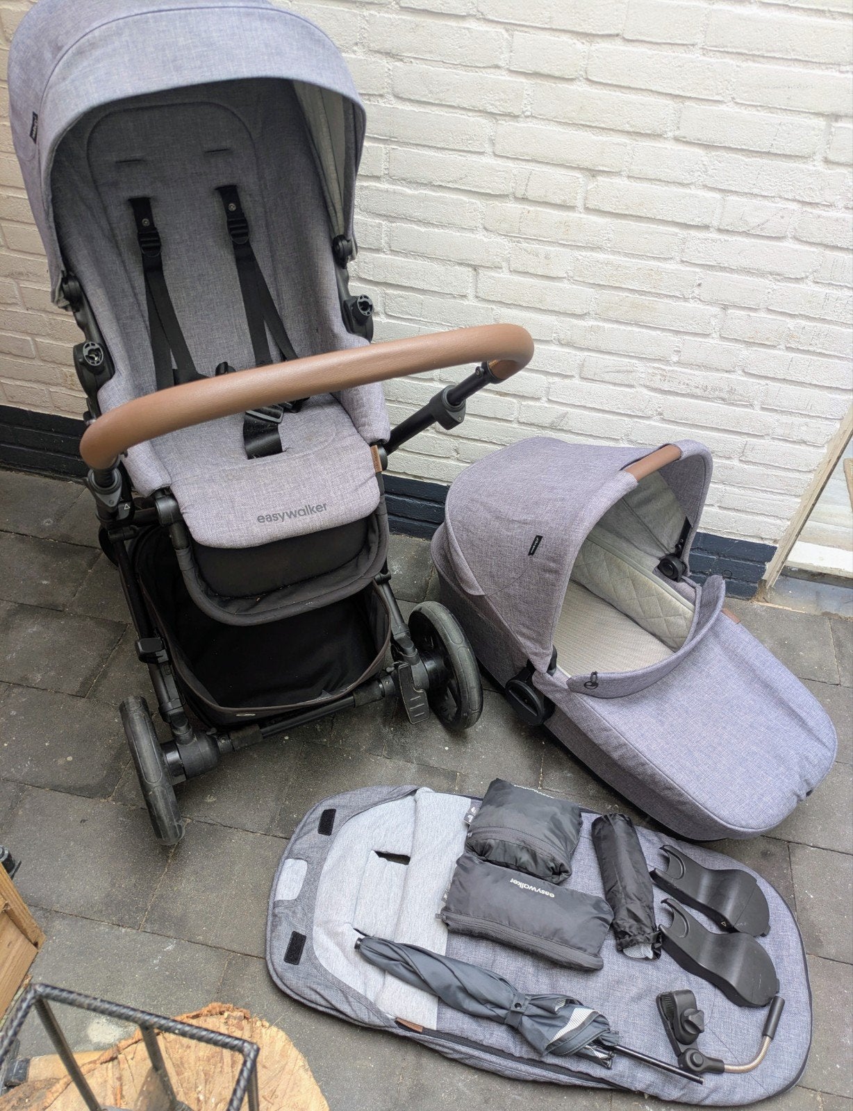Kinderwagen compleet met accessoires, Gebruikt, Combiwagen, Verstelbare duwstang, Ophalen