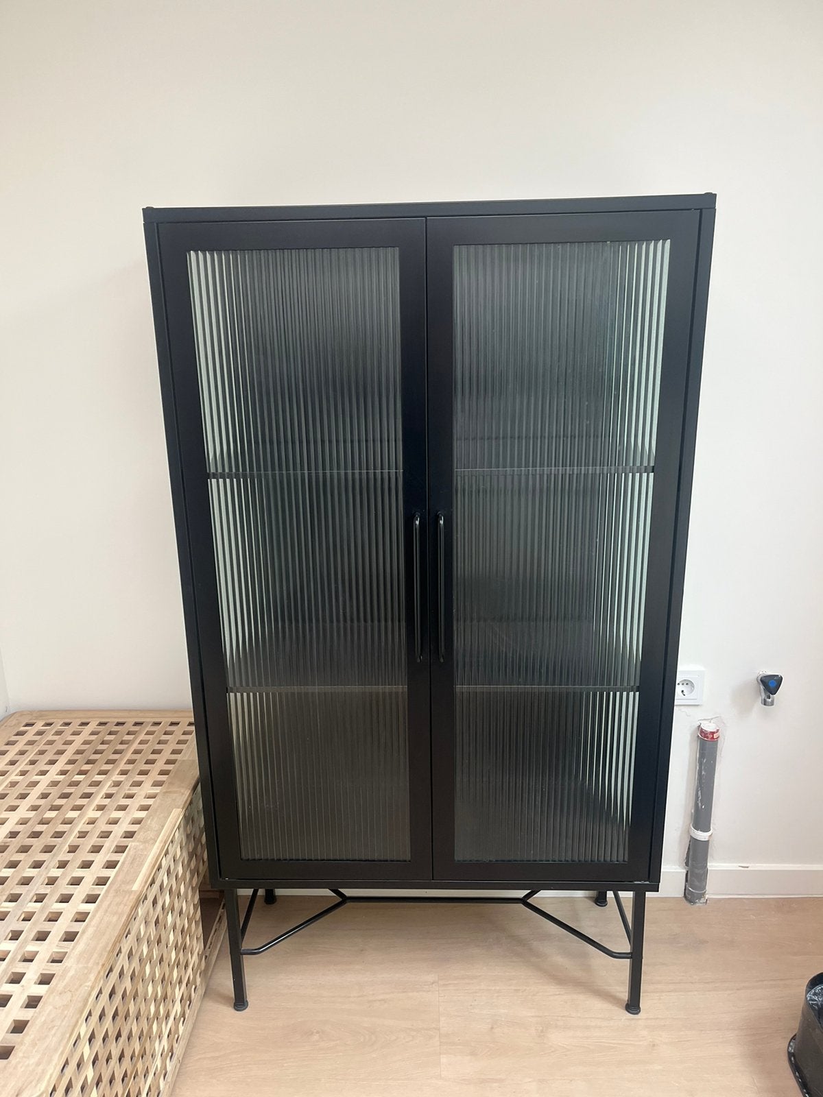 Stalen kast ribbelglas, Ophalen, Minder dan 150 cm, 150 tot 200 cm, 25 tot 50 cm