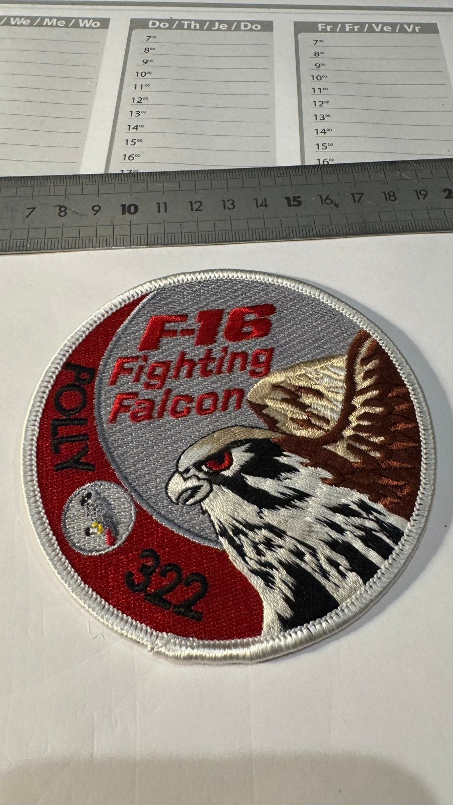 Patch f-16 swirl luchtmacht klu 322 squadron, Verzamelen, Ophalen of Verzenden, Zo goed als nieuw, Patch, Badge of Embleem