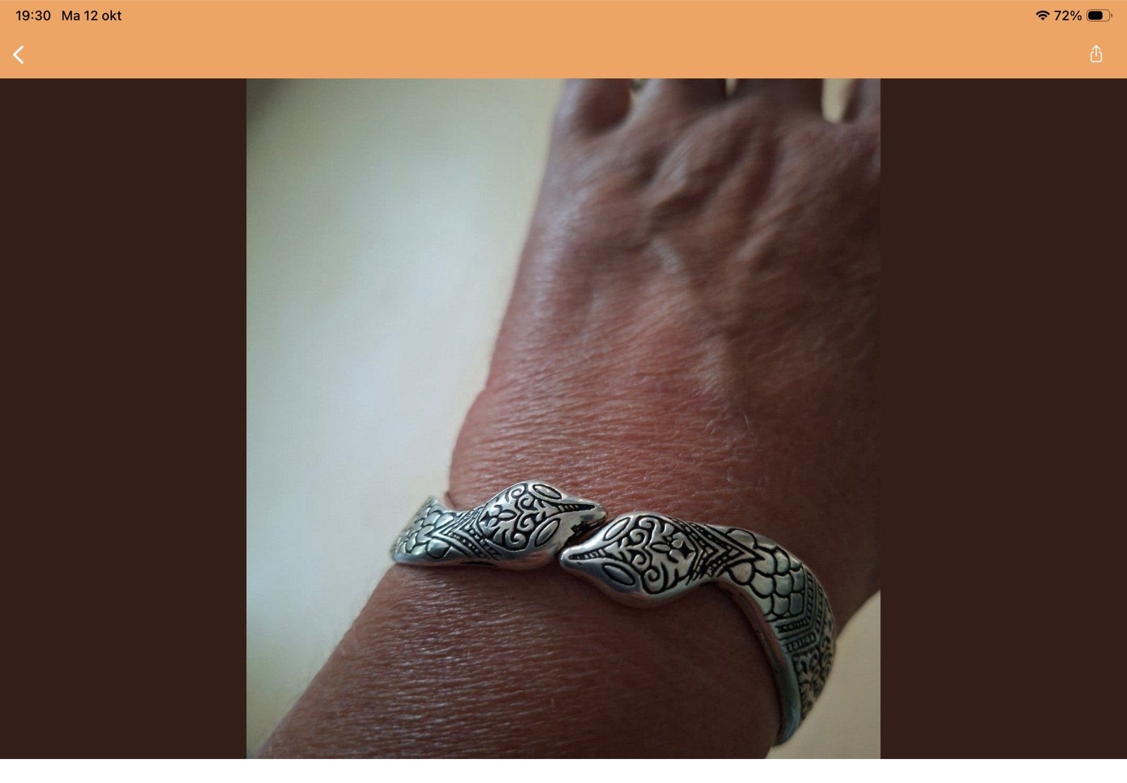 Vintage armband met gedetailleerde slangenkoppen, Verzenden, Gebruikt, Zilver, Overige materialen