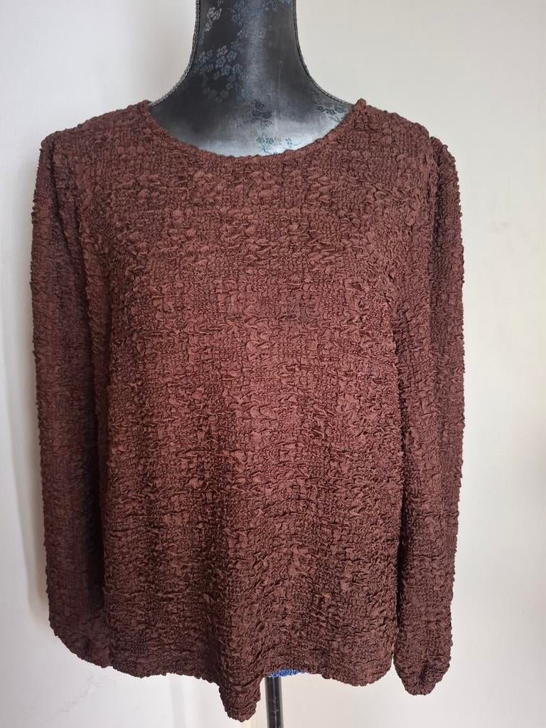 Prachtige Chocoladebruine structuur top - Studio Amaya - L, Kleding | Dames, Bruin, Verzenden, Studio Amaya, Maat 42/44 (L)
