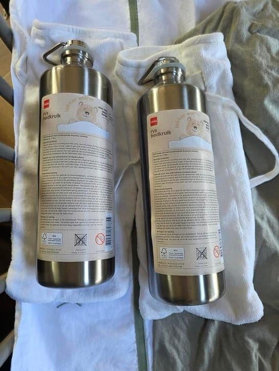 Hema RVS Bedkruiken met hoezen - Set van 2, Ophalen of Verzenden, Zo goed als nieuw
