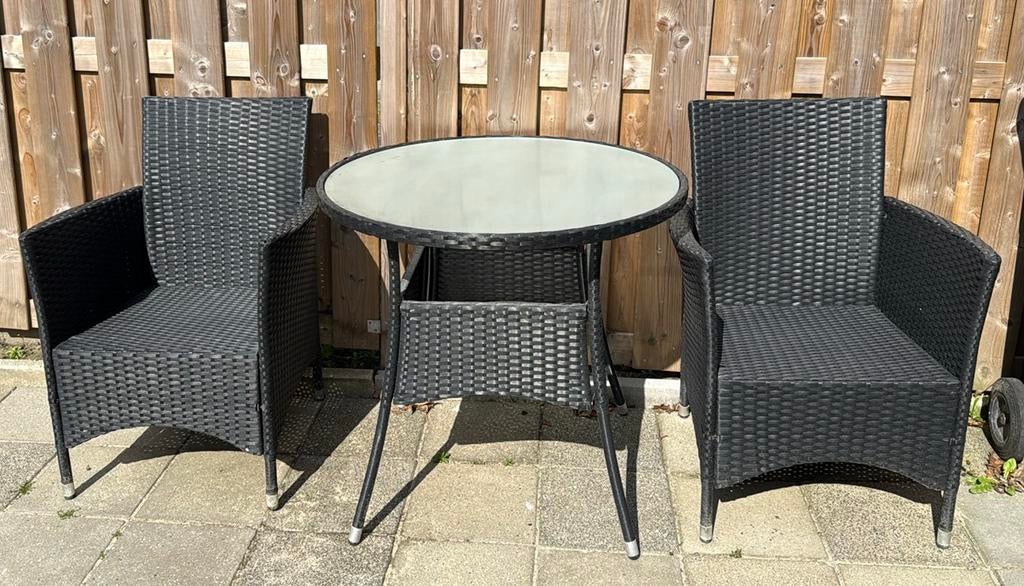 tuinset 2 personen incl kussens, Zo goed als nieuw, Tuinset, Eettafel, Ophalen