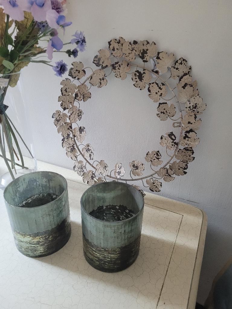 Metalen krans met klimop blaadjes 50 cm doorsnede