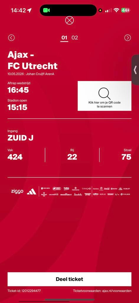 Ajax- utrecht, Tickets en Kaartjes