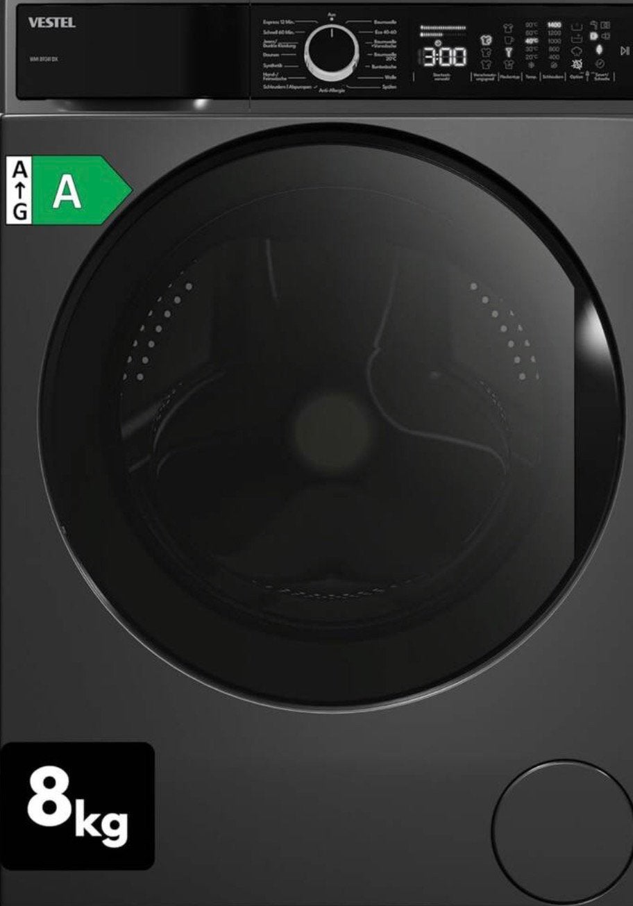 Vestel wasmachine 8 kg 1400 toeren zwart nieuw