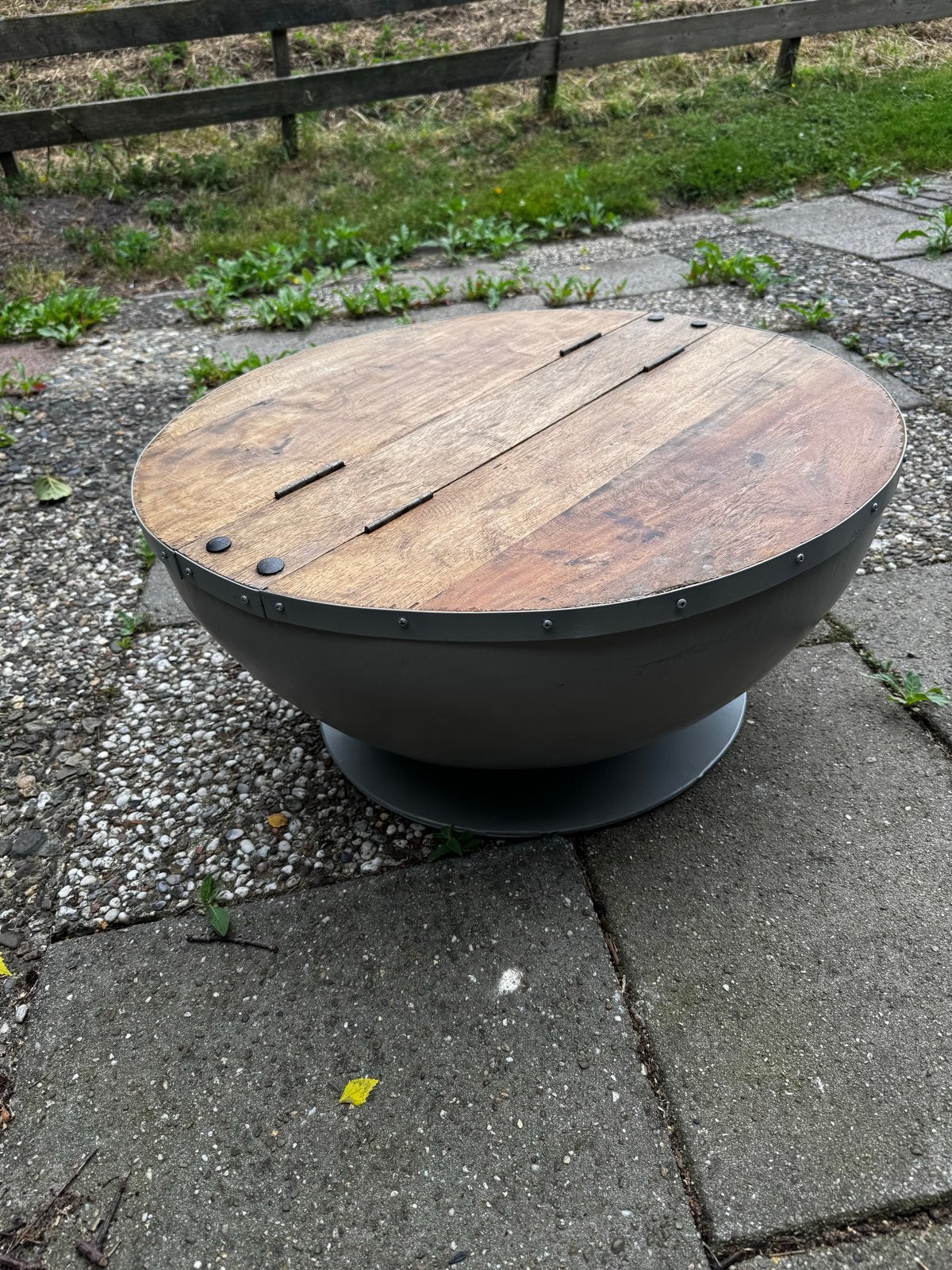 Troubadour salontafel met opbergruimte, Huis en Inrichting, Tafels | Salontafels, Ophalen, Gebruikt, 50 tot 100 cm, Rond