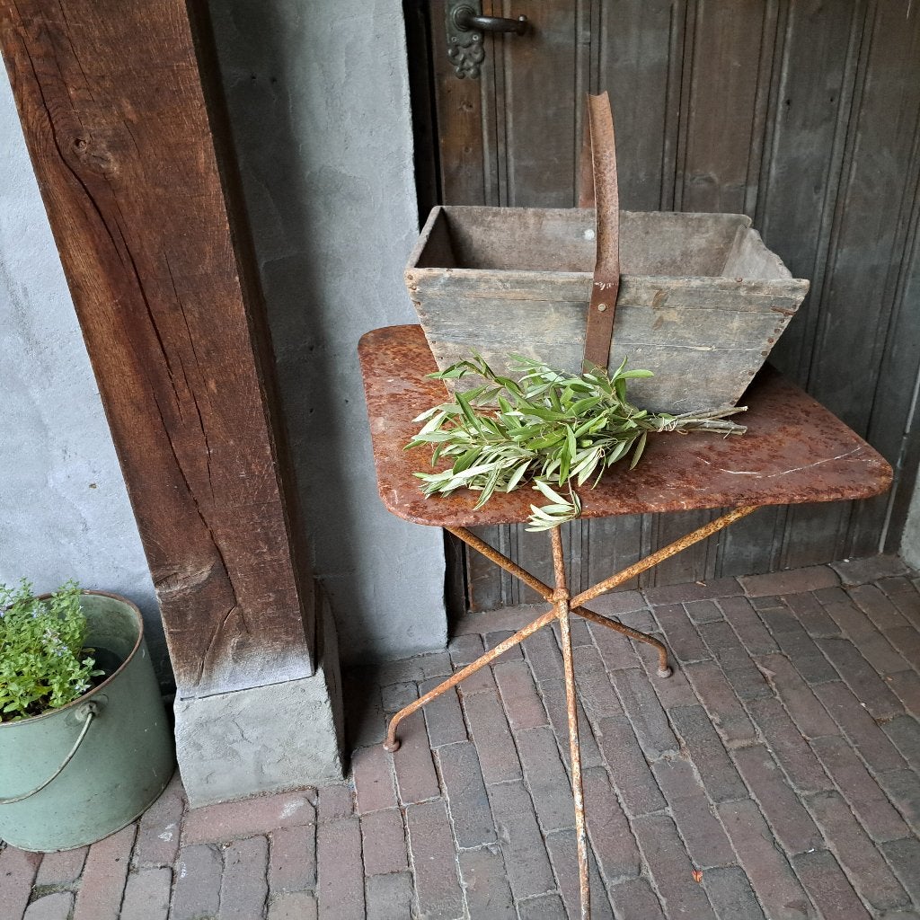 Franse oude brocante houten plukmand plukmandje *Etage3*, Gebruikt, ., Ophalen of Verzenden, .