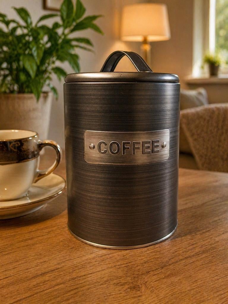 Vintage Stijl Koffie Voorraadpot - Metaal, Ophalen of Verzenden, Zo goed als nieuw, Voorraadpot, Metaal