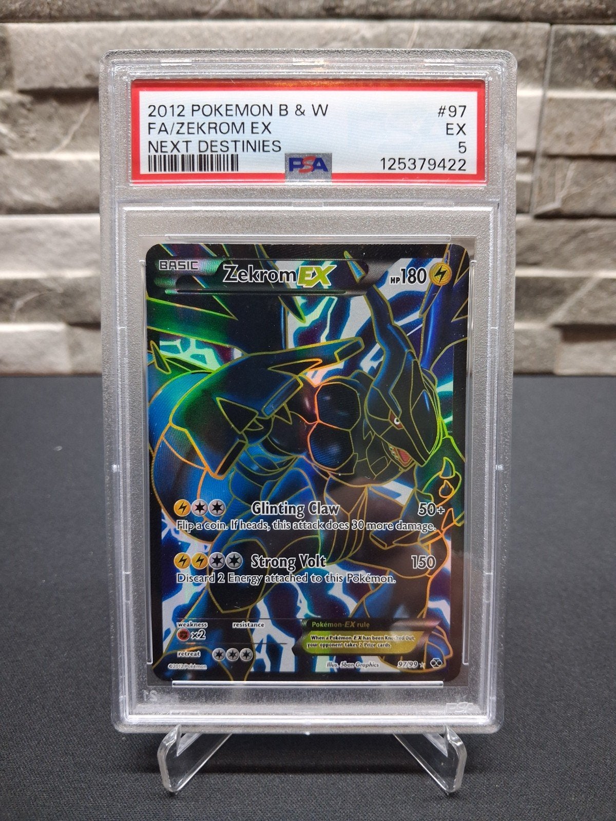Zekrom EX Full Art PSA 5 - 2012 Pokemon B&W Next Destinies, Ophalen of Verzenden