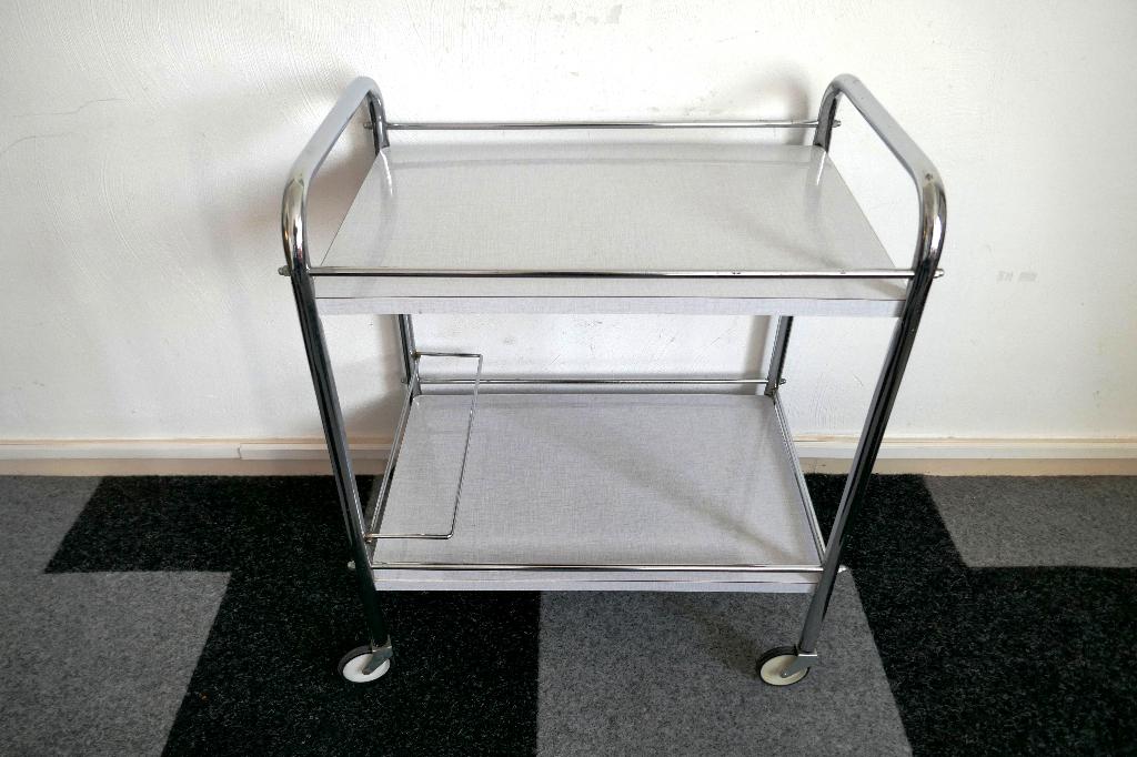 serveerwagen - chroom formica - jaren 60, Huis en Inrichting, Ophalen, Gebruikt, 50 tot 100 cm, Overige materialen