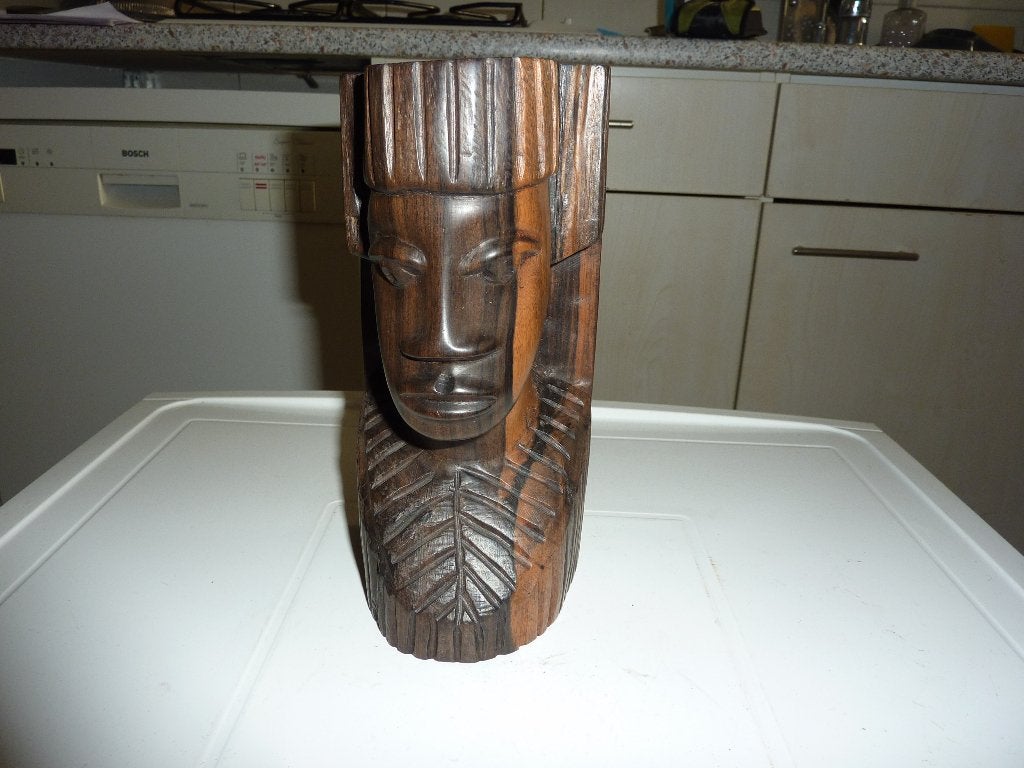 oud houten hoofd afrika, Ophalen of Verzenden, 20 - 50 cm, Beeld, Hout