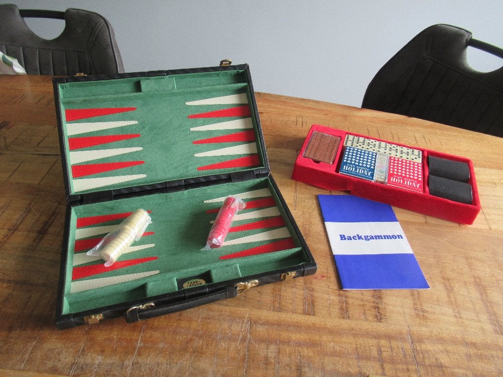 Nieuw uitgebreid Backgammon Spel Box koffer domino kaartspel, Ophalen, Nieuw