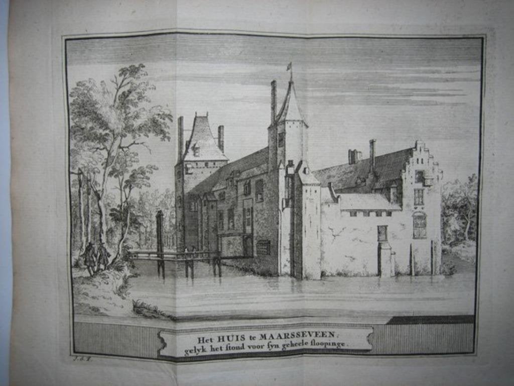 37/ Maarssen het Huis te Maarsseveen Kopergravure 1736, Ophalen of Verzenden